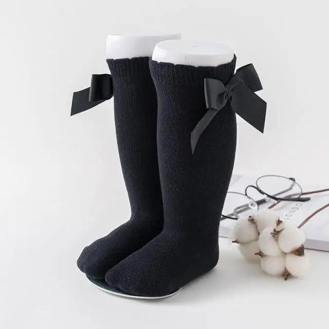 Calcetines de bebé hasta la rodilla con lazo grande - 100% algodón