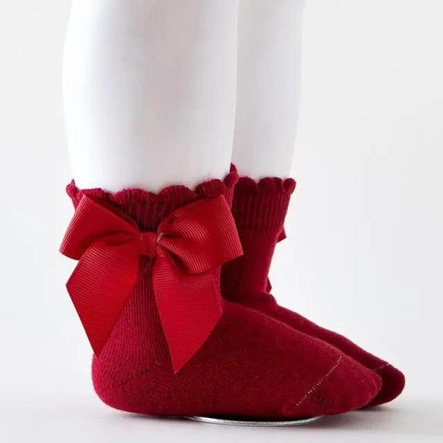 Calcetines de bebé hasta la rodilla con lazo grande - 100% algodón