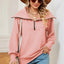 New long sleeved zipper lapel shawl pullover hoodie for women - Korvel
