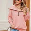 New long sleeved zipper lapel shawl pullover hoodie for women - Korvel