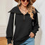 New long sleeved zipper lapel shawl pullover hoodie for women - Korvel