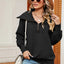 New long sleeved zipper lapel shawl pullover hoodie for women - Korvel