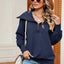 New long sleeved zipper lapel shawl pullover hoodie for women - Korvel