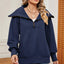 New long sleeved zipper lapel shawl pullover hoodie for women - Korvel