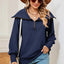 New long sleeved zipper lapel shawl pullover hoodie for women - Korvel