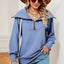 New long sleeved zipper lapel shawl pullover hoodie for women - Korvel