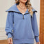 New long sleeved zipper lapel shawl pullover hoodie for women - Korvel