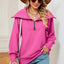 New long sleeved zipper lapel shawl pullover hoodie for women - Korvel