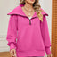 New long sleeved zipper lapel shawl pullover hoodie for women - Korvel