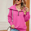 New long sleeved zipper lapel shawl pullover hoodie for women - Korvel