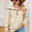 New long sleeved zipper lapel shawl pullover hoodie for women - Korvel