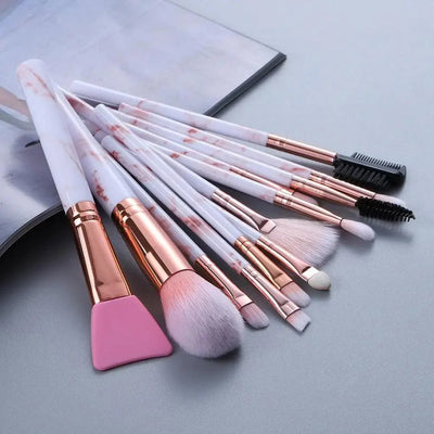 Luxurious 12/8/5-Piece Eye and Lip Makeup Brush Set with Comb and Sponge - Korvel