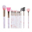 Luxurious 12/8/5-Piece Eye and Lip Makeup Brush Set with Comb and Sponge - Korvel