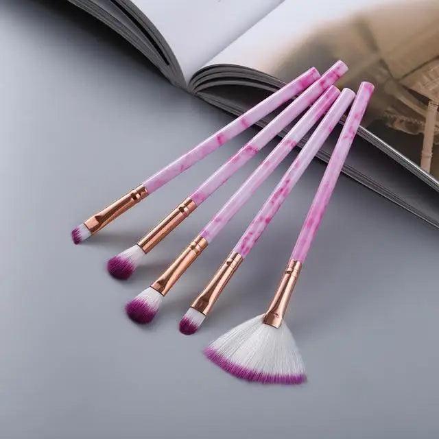 Luxurious 12/8/5-Piece Eye and Lip Makeup Brush Set with Comb and Sponge - Korvel