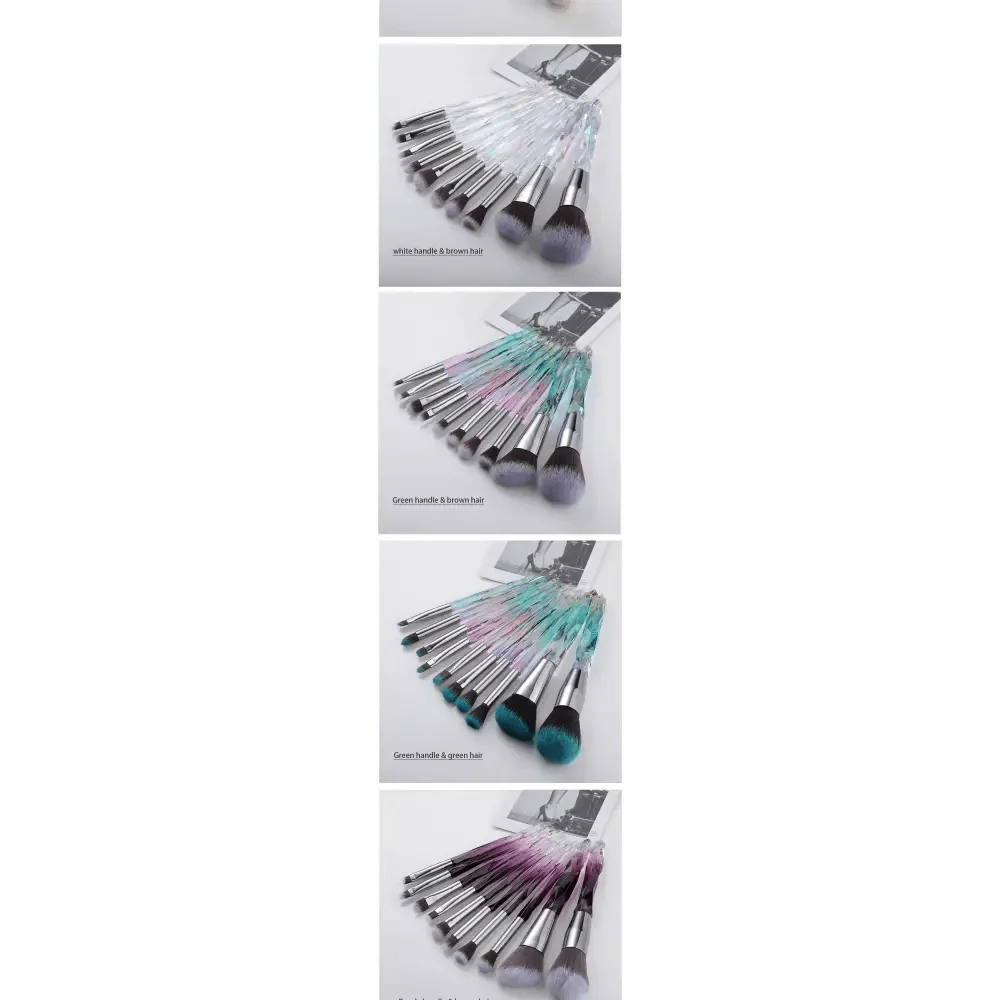 Luxury Crystal Makeup Brush Set - 10 Pcs for Flawless Application