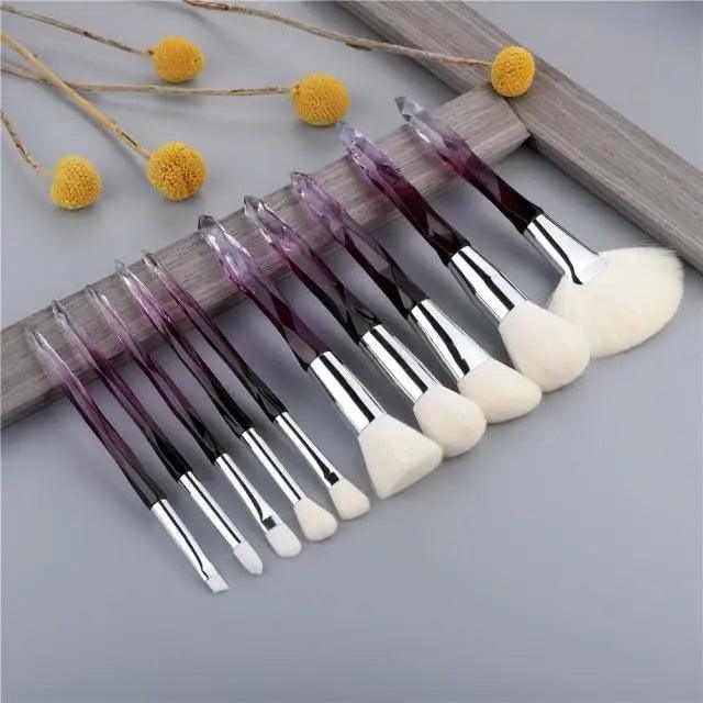 Luxury Crystal Makeup Brush Set - 10 Pcs for Flawless Application