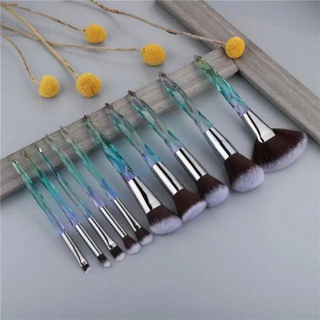 Luxury Crystal Makeup Brush Set - 10 Pcs for Flawless Application