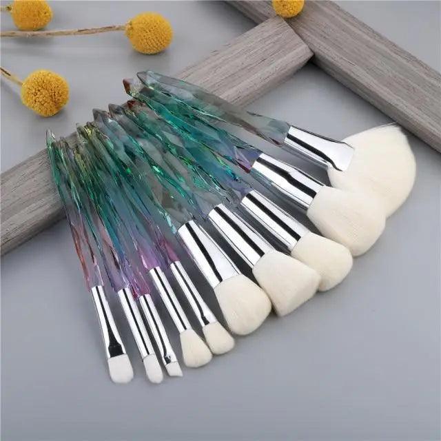 Luxury Crystal Makeup Brush Set - 10 Pcs for Flawless Application
