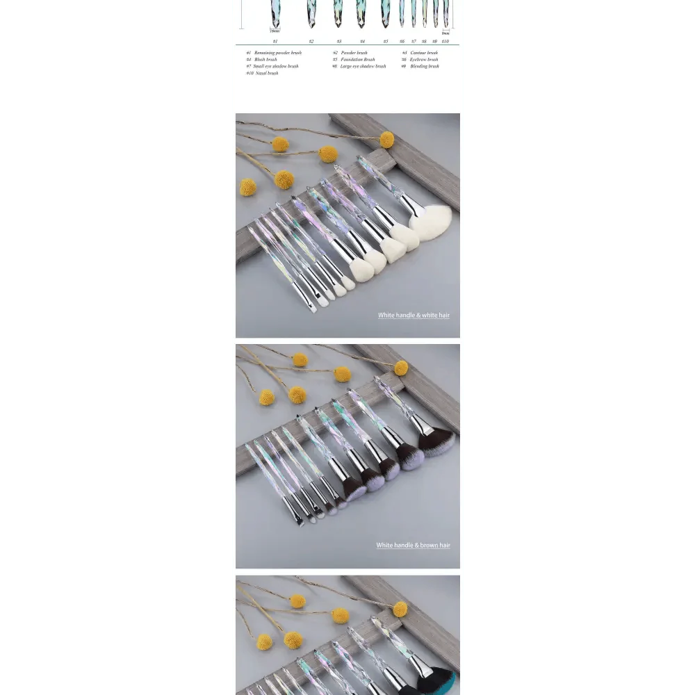 Luxury Crystal Makeup Brush Set - 10 Pcs for Flawless Application