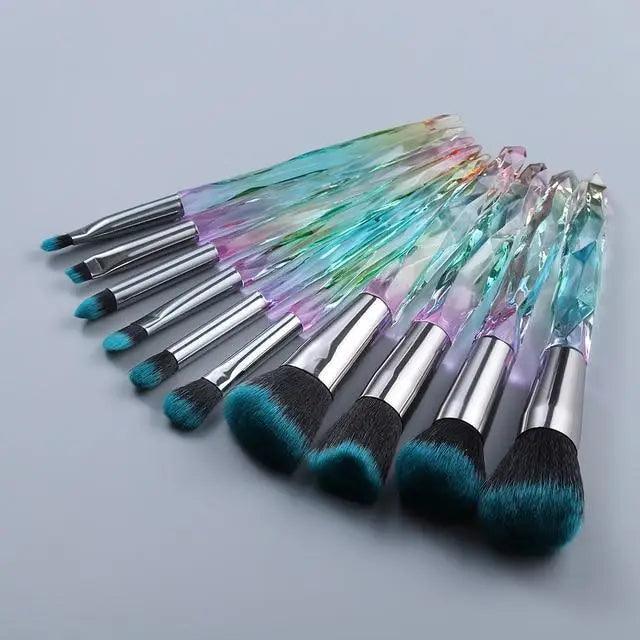 Luxury Crystal Makeup Brush Set - 10 Pcs for Flawless Application