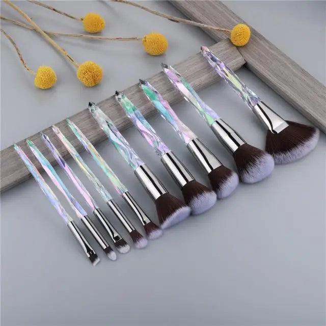 Luxury Crystal Makeup Brush Set - 10 Pcs for Flawless Application
