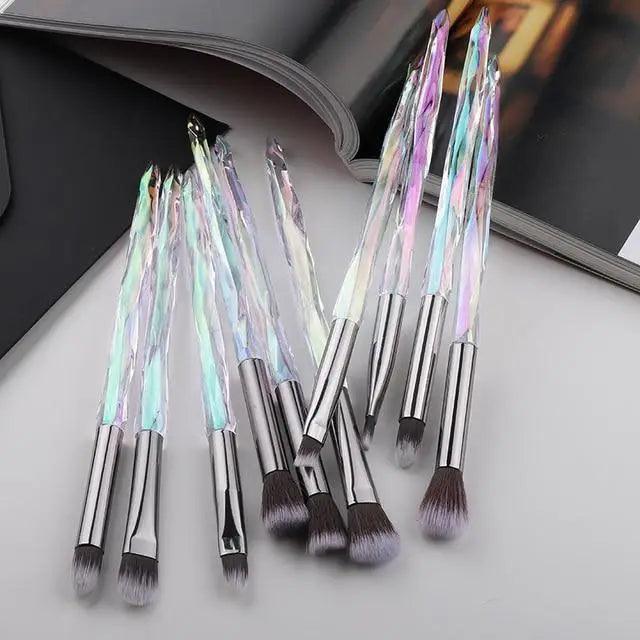 Luxury Crystal Makeup Brush Set - 10 Pcs for Flawless Application
