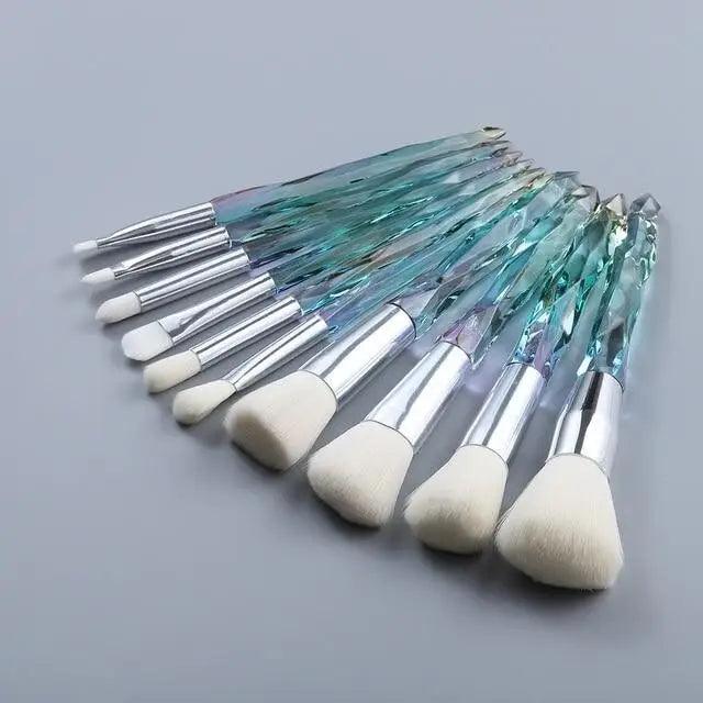 Luxury Crystal Makeup Brush Set - 10 Pcs for Flawless Application