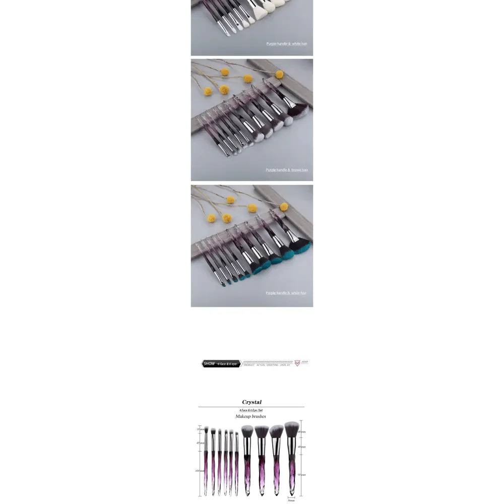 Luxury Crystal Makeup Brush Set - 10 Pcs for Flawless Application