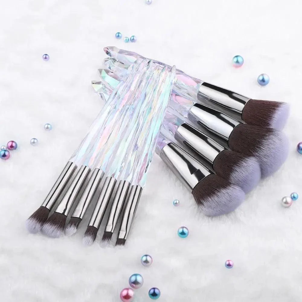 Luxury Crystal Makeup Brush Set - 10 Pcs for Flawless Application