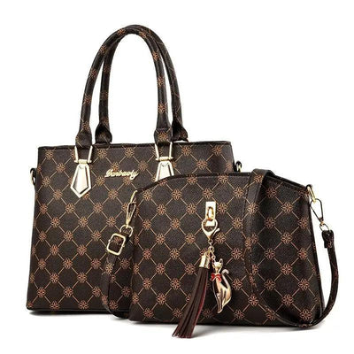 Juego de Bolsos de Cuero de Lujo - Elegantes Bolsos de Hombro de 2 Piezas