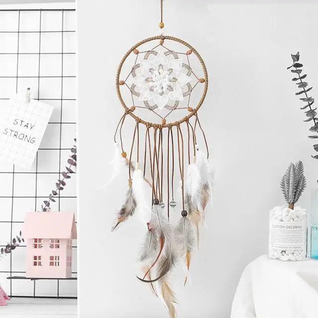 Atrapa Sueños de Plata Gris de Lujo - Decoración Elegante para el Hogar