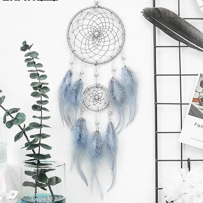 Atrapa Sueños de Plata Gris de Lujo - Decoración Elegante para el Hogar