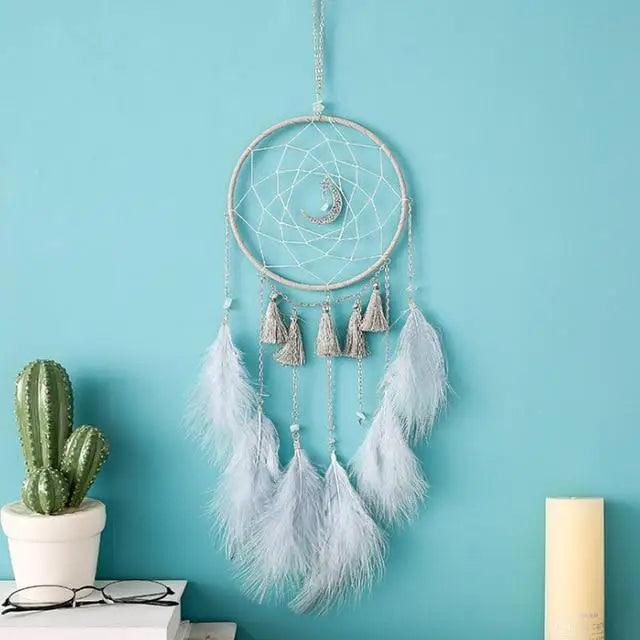 Atrapa Sueños de Plata Gris de Lujo - Decoración Elegante para el Hogar