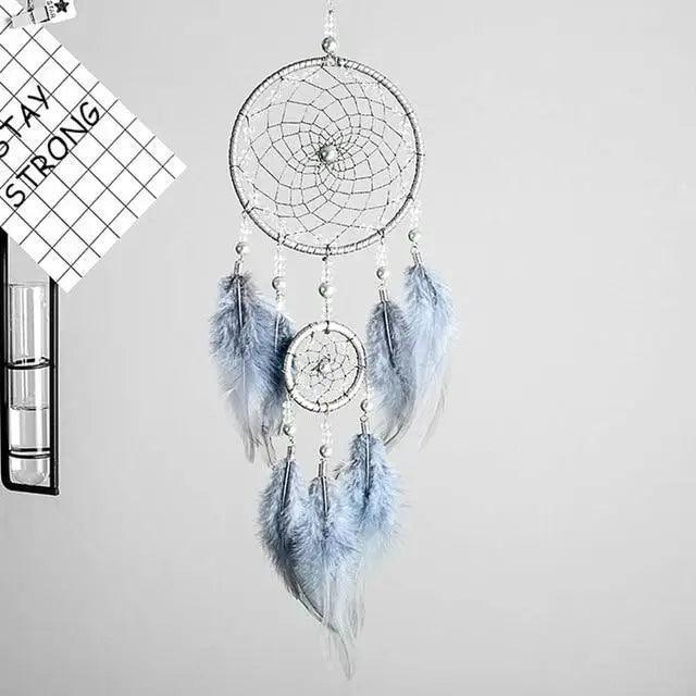 Atrapa Sueños de Plata Gris de Lujo - Decoración Elegante para el Hogar