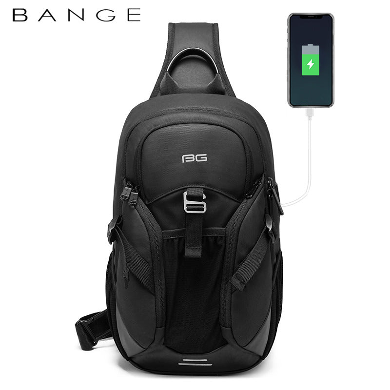 New Men's Summer Chest Bag Fashion Trend Atmospheric Business Messenger Bag All-Match USB Shoulder Bag - Korvel