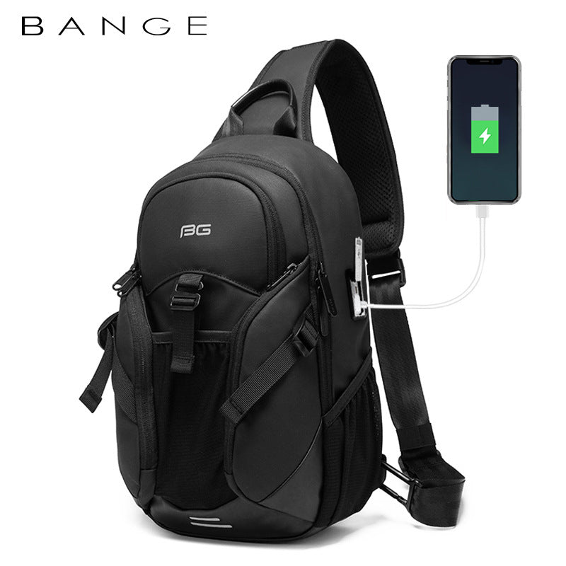 New Men's Summer Chest Bag Fashion Trend Atmospheric Business Messenger Bag All-Match USB Shoulder Bag - Korvel