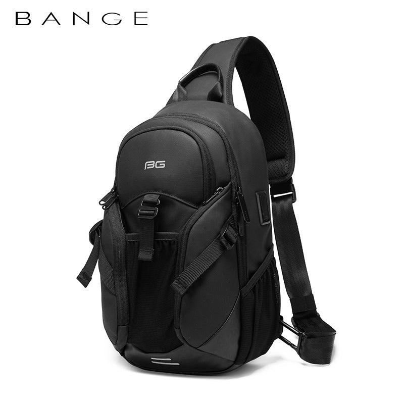 New Men's Summer Chest Bag Fashion Trend Atmospheric Business Messenger Bag All-Match USB Shoulder Bag - Korvel
