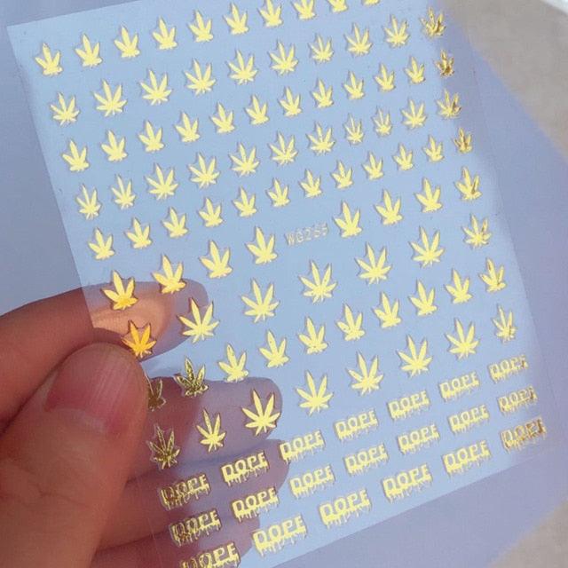 Mixed Acrylic Nail Art Stickers - Unique Leaf Designs
