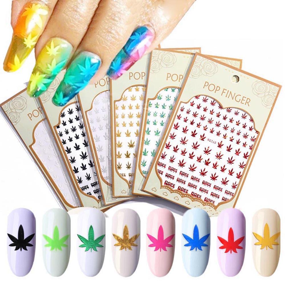 Mixed Acrylic Nail Art Stickers - Unique Leaf Designs