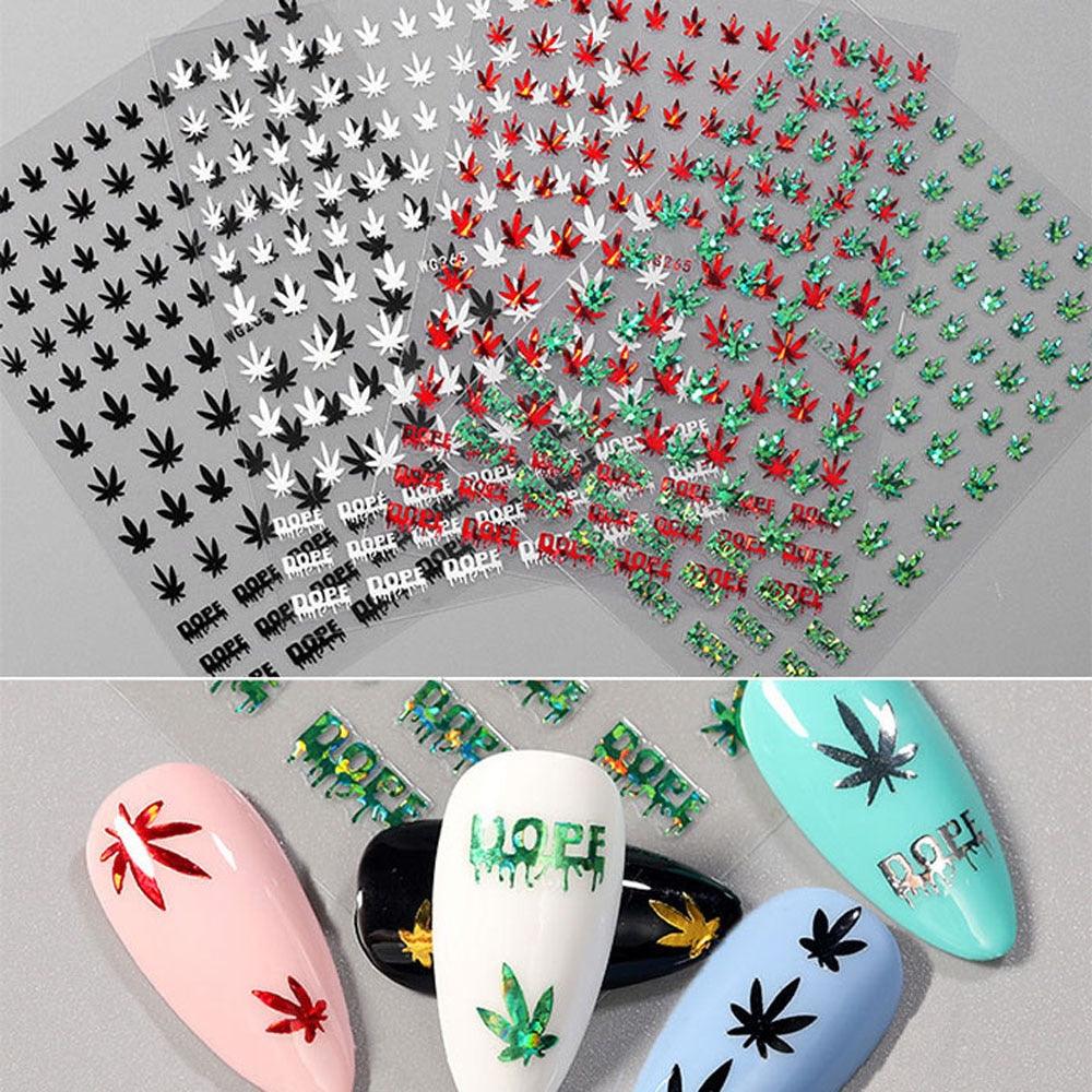 Mixed Acrylic Nail Art Stickers - Unique Leaf Designs