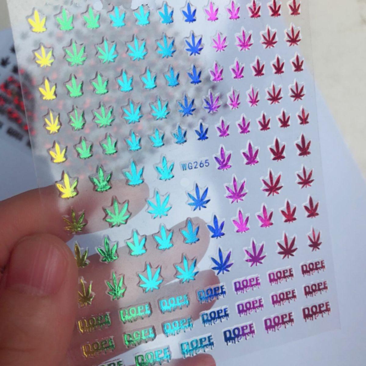 Mixed Acrylic Nail Art Stickers - Unique Leaf Designs