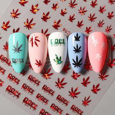 Mixed Acrylic Nail Art Stickers - Unique Leaf Designs