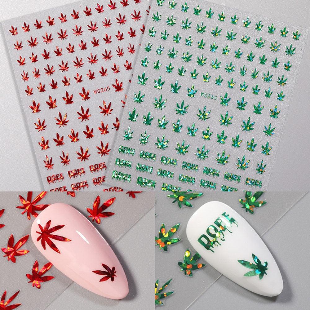 Mixed Acrylic Nail Art Stickers - Unique Leaf Designs