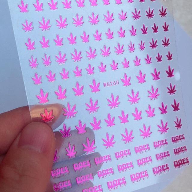 Mixed Acrylic Nail Art Stickers - Unique Leaf Designs