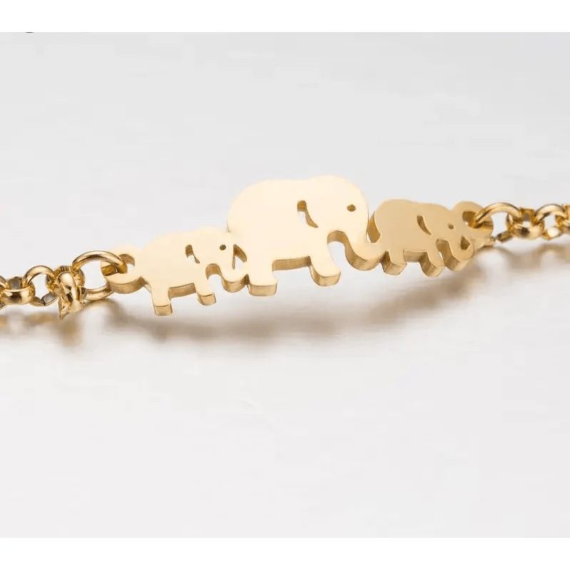 Elegant Stainless Steel Butterfly & Elephant Bracelet for Women