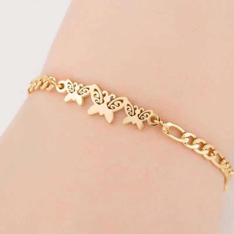 Elegant Stainless Steel Butterfly & Elephant Bracelet for Women