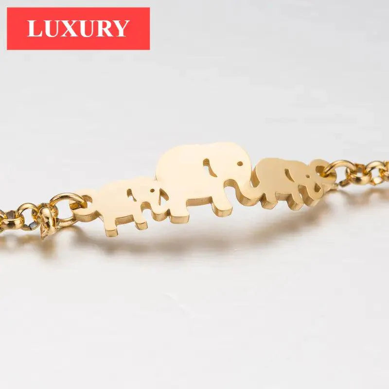 Elegant Stainless Steel Butterfly & Elephant Bracelet for Women