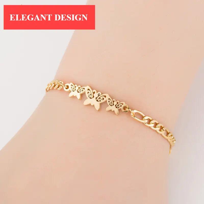 Elegant Stainless Steel Butterfly & Elephant Bracelet for Women