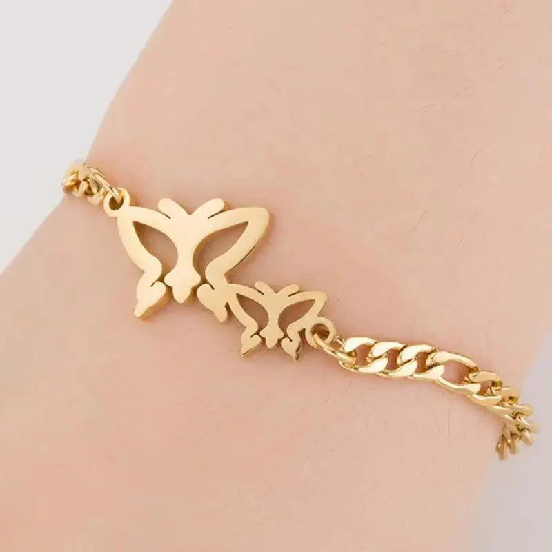 Elegant Stainless Steel Butterfly & Elephant Bracelet for Women