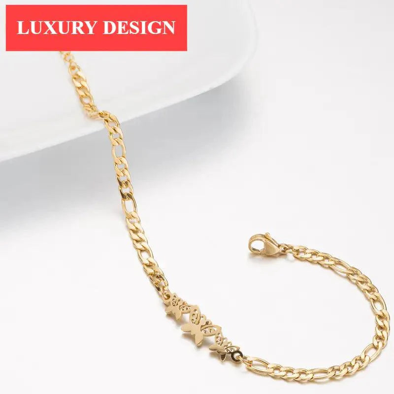 Elegant Stainless Steel Butterfly & Elephant Bracelet for Women